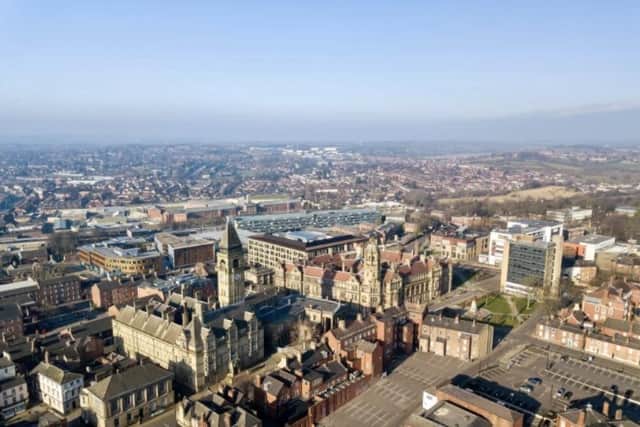 Aerial view of Wakefield city centre
