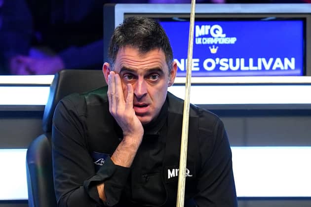 Just champion: Ronnie O'Sullivan reacts during the final against Ding Junhui on day nine of the 2023 MrQ UK Championship at the York Barbican (Picture: Mike Egerton/PA Wire)
