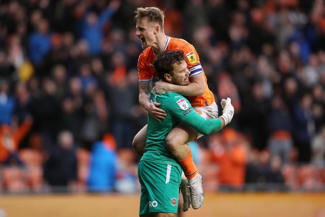 The Blackpool goalkeeper made six saves as Blackpool picked up a vital 1-0 win over Stoke City. Defender Callum Connolly showed his appreciation with the celebrations at full-time.