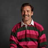 Patrick Grant, Community Clothing founder and Great British Sewing Bee judge, wears Community Clothing Striped Rugby Shirt - Maroon/Bottle Green/Cerise, £65, communityclothing.co.uk.