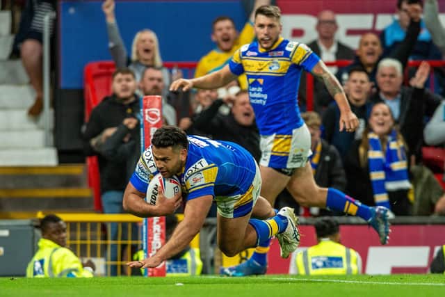 Rhyse Martin scores the Rhinos' second try. (Picture: Bruce Rollinson)