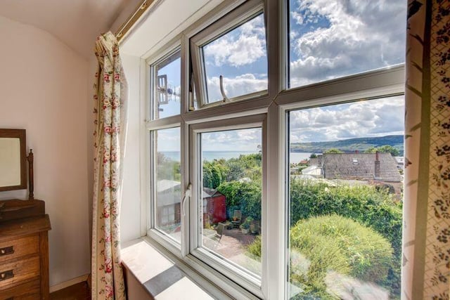 This first floor bedroom window has views over the bay to Ravenscar. It's a lovely place to sit and relax