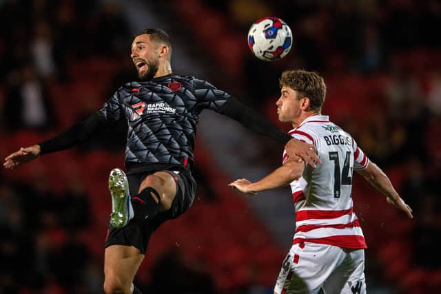 Harrison Biggins in action for Doncaster Rovers against Barnsley FC earlier this season (Picture: Bruce Rollinson)