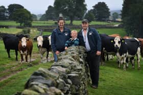 Steven Stoney and Jessica Worsnop at Carlesmoor House Farm, Kirkby Malzeard. Pictured with their son Joseph.
.