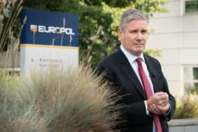 Labour leader Sir Keir Starmer leaving Europol in The Hague, Netherlands, following their meeting to discuss how Labour would tackle Channel crossings. PIC: Stefan Rousseau/PA Wire