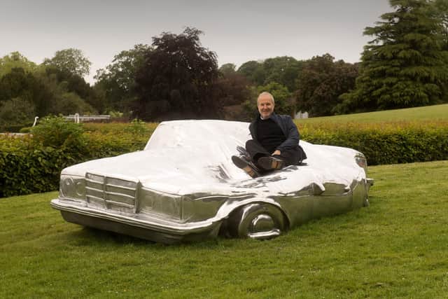 Exhibition by acclaimed Austrian artist Erwin Wurm: Trap of the Truth, Yorkshire Sculpture Park, Wakefield. Erwin Wurm is pictured by his sculpture The German Couch   Picture: Simon Hulme