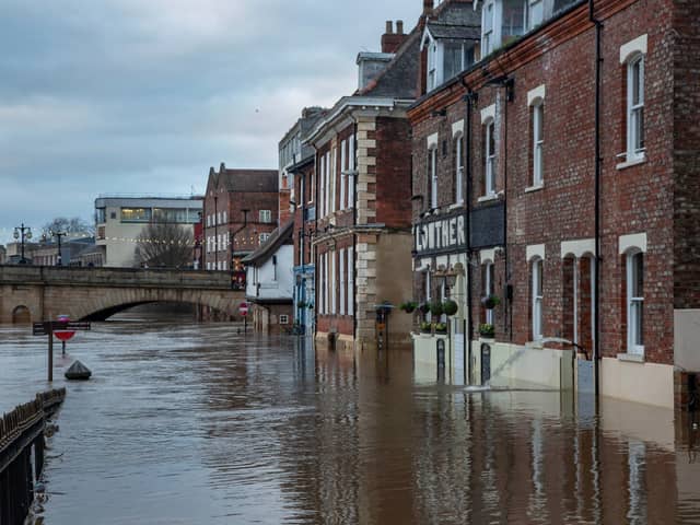 York floods again: photo posted by @LazloUzala on social media site X. The impact of surface water and river flooding will continue to be "significant" across parts of the country this week experts have warned. Credit: Lewis Outing/PA Wire