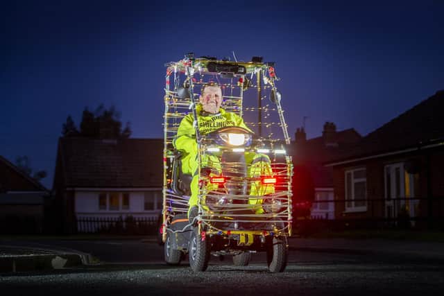 Terry Owston,  from Rillington in North Yorkshire, decorated his mobility scooter with 1,000 fairy lights to raise money for NHS staff