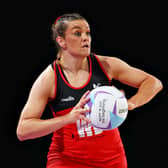 Welsh wonder: Nia Jones playing for Team Wales at her third Commonwealth Games in netball. She hopefully heads to a World Cup later this year 'the one thing I have to tick off' and has joined Leeds Rhinos for the new season. (Picture: Elsa/Getty Images)