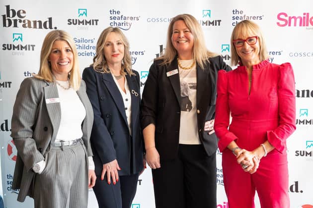 Left to right: Tessa Wray of HEY Smile Foundation, auctioneer Caroline Hawley, Natasha Barley of the Sailors’ Children’s Society and guest speaker Louise Minchin.