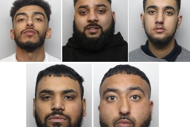 The five men jailed at Sheffield Crown Court today