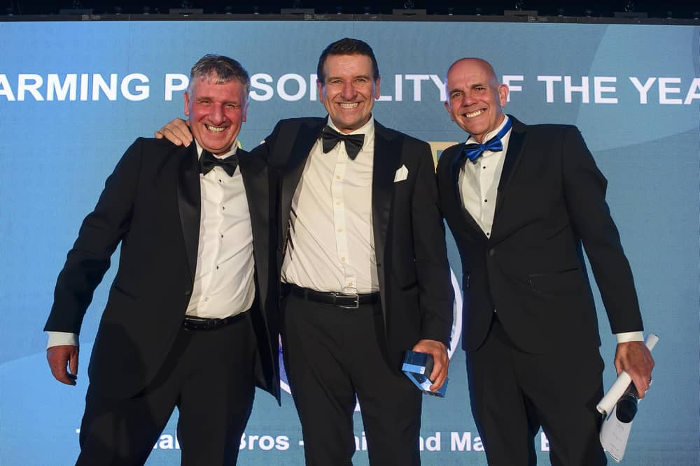 Farming Personality of the Year Award winners The Blakey Brothers with host Chris Berry.