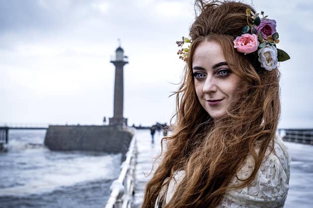 Rachael Divers from Barnsley dressed up for the event posing by the pier.