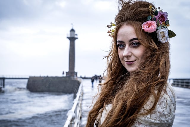 Rachael Divers from Barnsley dressed up for the event posing by the pier.