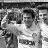 CAMPAIGNER: Former Leeds United midfielder John Stiles pictured right with Nicky Adams in 1987
