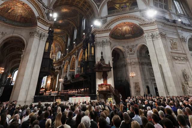 People attend the Service of Prayer and Reflection at St Paul's Cathedral, London, following the death of Queen Elizabeth II on Thursday. Picture date: Friday September 9, 2022. PA Photo. See PA story DEATH Queen. Photo credit should read: Paul Childs/PA Wire