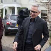 Match Of The Day host Gary Lineker outside his home in London following reports that the BBC is to have a "frank conversation" with the ex-England striker after Home Secretary Suella Braverman branded as "irresponsible" the TV presenter's comments. PIC: James Manning/PA Wire