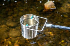 Water samples being collected from a river. PIC: James Hardisty