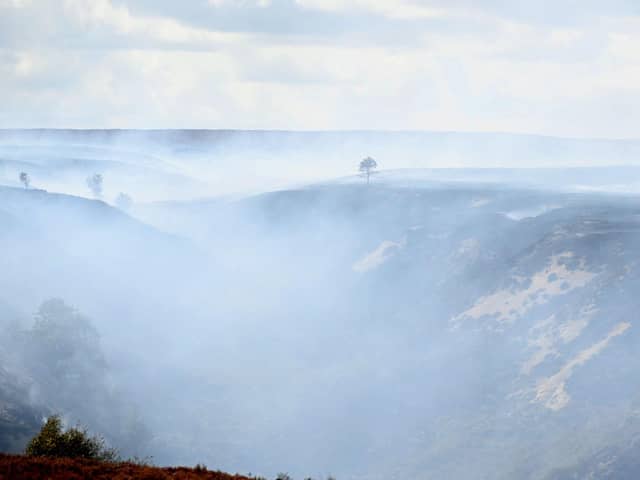 Langdale Moor during the wildfire in August 2025