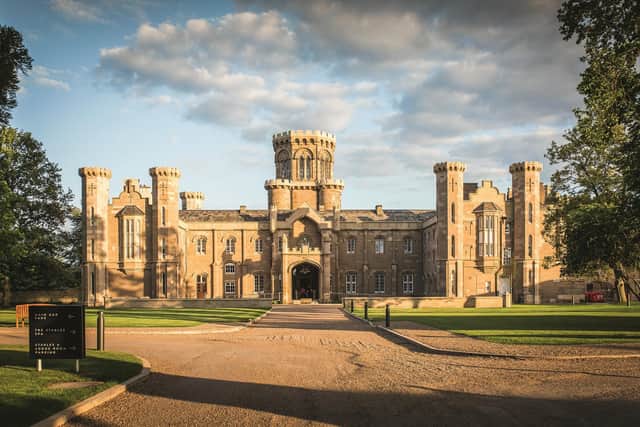 The impressive front facade of Studley Castle