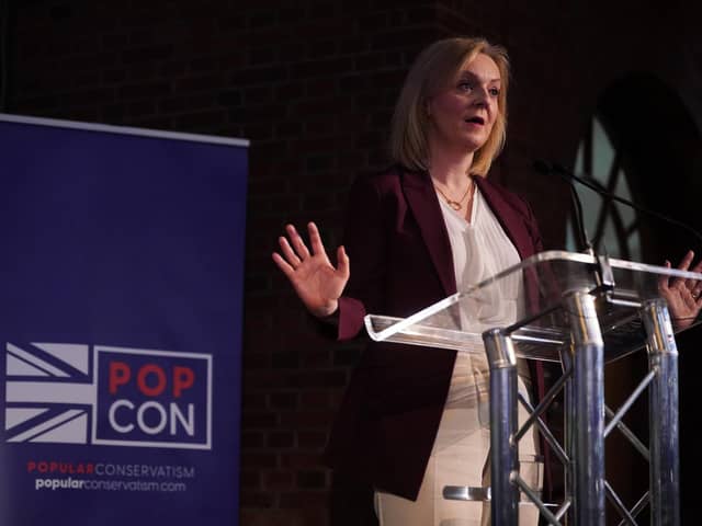 Former Prime Minister Liz Truss during the launch of the Popular Conservatism movement at the Emmanuel Centre in London. PIC: Victoria Jones/PA Wire
