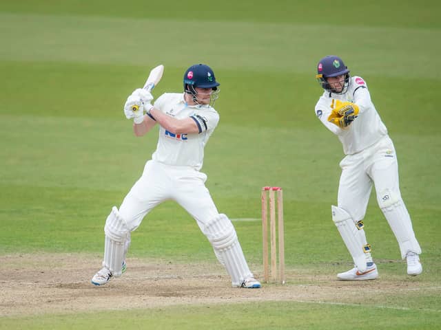 Fin Bean hits out en route to his hundred. Picture by Allan McKenzie/SWpix.com