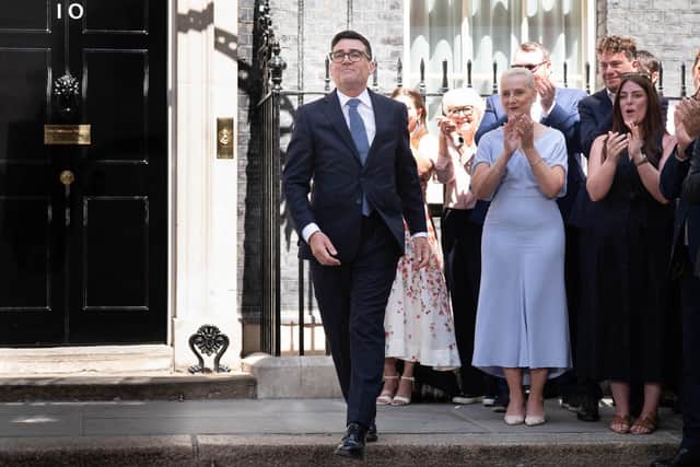New Prime Minister Andy Burnham outside 10 Downing Street. PIC: Stefan Rousseau/PA Wire