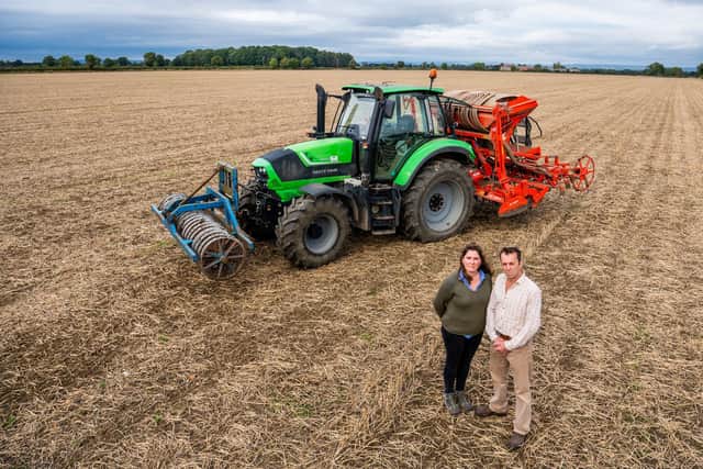 Farmers Emma and Rob Sturdy, of Eden Farm, Old Malton, North Yorkshire, are tenant farmers and at the moment fighting to save their farm. Their landowners are planning to take away around half the farm to build a solar power plant. Picture James Hardisty.