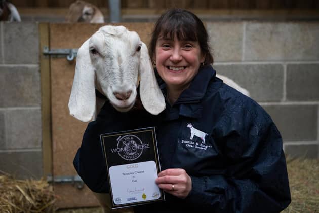 Gillian Clough, of Tenacres Cheese, Hebden Bridge, with her World Cheese Award