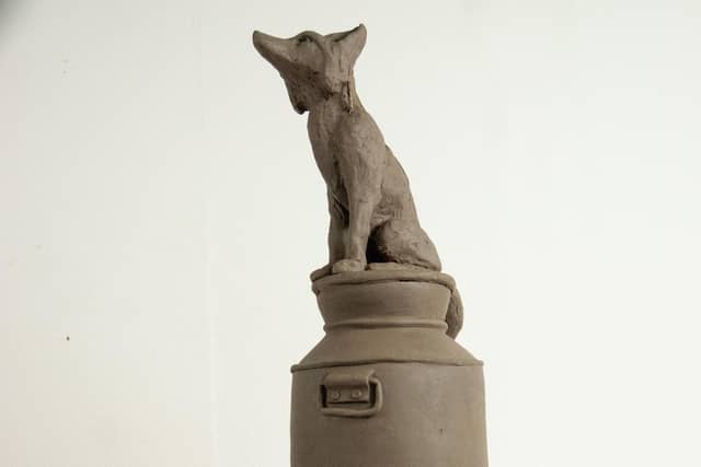 A maquette (model) of the planned sculpture commemorating former poet laureate Ted Hughes