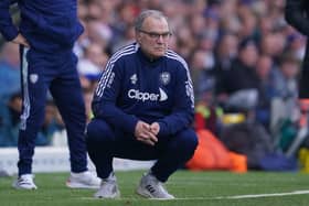 Leeds United's Argentinian head coach Marcelo Bielsa looks on during the English Premier League football match between Leeds United and Tottenham Hotspur at Elland Road in Leeds, northern England on February 26, 2022. (Photo by JON SUPER/AFP via Getty Images)