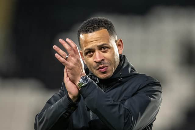 Hull City head coach Liam Rosenior applauds supporters after the midweek Championship draw with rivals Middlesbrough. Picture: Tony Johnson.
