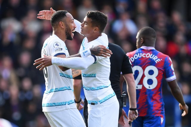 The Brazilian, right, provided the assist for Pierre-Emerick Aubameyang's equaliser at Selhurst Park as Chelsea won late on with Conor Gallagher's fine strike. Silva was fortunate to only be yellow carded when he handled the ball in his own half as Palace looked to spring an attack.