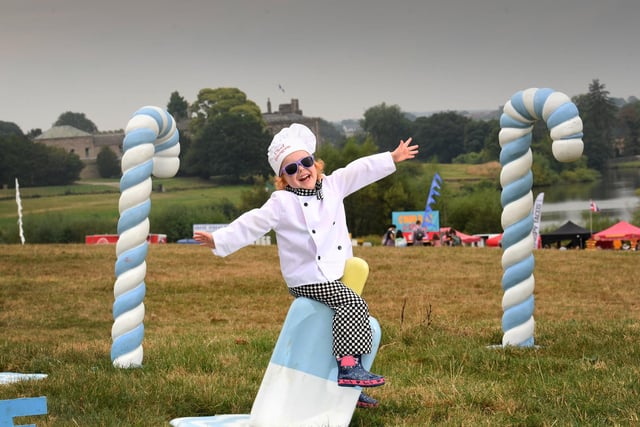 Imogen Bowley aged 5 pictured at the Harrogate Food and Drink Festival at Ripley Castle Harrogate . Picture by Simon Hulme 3rd September 2022










