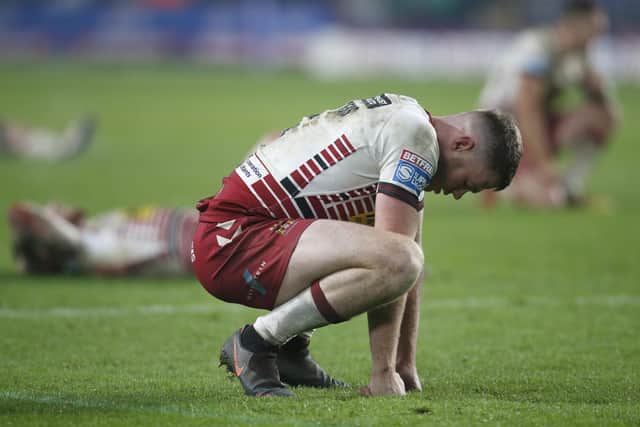 Joe Burgess shows his disappointment after losing the 2020 Grand Final. (Photo: Ed Sykes/SWpix.com)