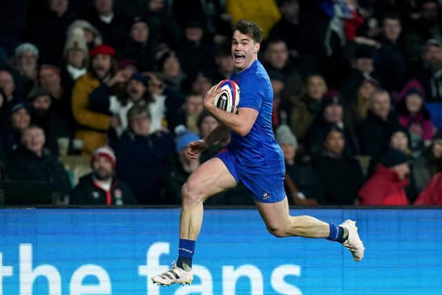 France's Damian Penaud has the freedom of Twickenham to score Les Bleus' sixth try (Picture: PA)