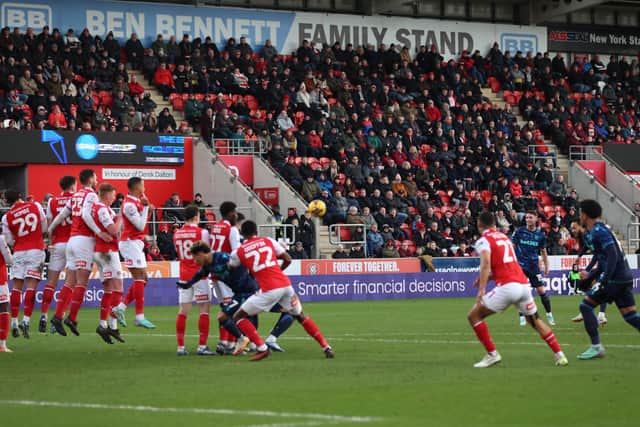 Stoke City's Lewis Baker scores the only game of the game in the Sky Bet Championship match against Rotherham United at the AESSEAL New York Stadium. Photo: Nathan Stirk/Getty Images.