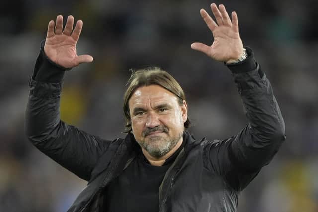 SLOWLY BUT SURELY: Leeds United manager Daniel Farke celebrates victory after the Premier League match at Elland Road, Leeds. Picture: Danny Lawson/PA.