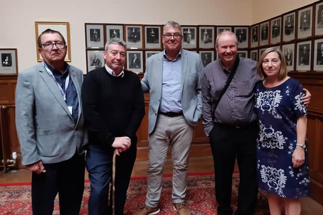 Grenoside ward councillor Alan Hooper, left, with Paul Salt, Mark Barlow, Mark Ellis and Cheryl Hall. They all spoke at Sheffield City Council's planning committee to object to plans for new homes on Wheel Lane, Grenoside. Picture: Julia Armstrong,