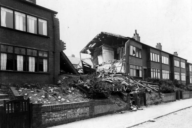 Air raid damage to property on Model Road in Armley in September 1941.