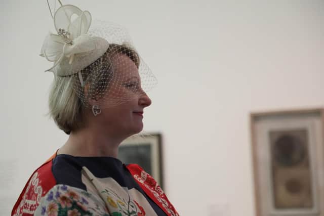 Tee Hurwitz Gray, founder of True-Street Curators, with her “customised sustainable nuptials head attire, using vintage paste and lace”.