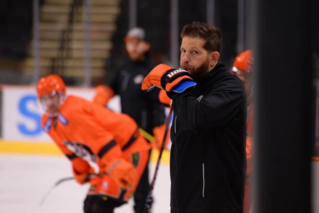 READY TO GO: Aaron Fox watches his Sheffield Steelers perform their practice drills as part of their preparations for the 2022-23 Elite League campaign.