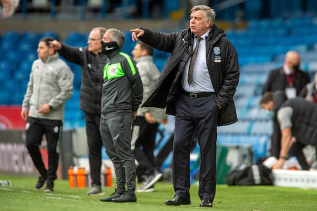 RELEGATED: Sam Allardyce in his final game as West Bromwich Albion manager, at Leeds United's  Elland Road