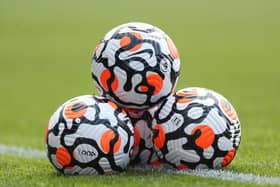 Premier League match balls. (Photo by Lewis Storey/Getty Images)