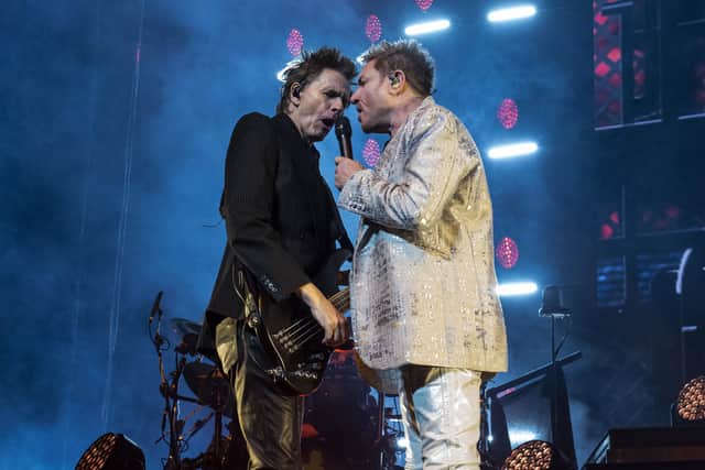 Simon Le Bon and John Taylor, bassist, of Duran Duran, playing live at Leeds First Direct Arena. Picture: Ernesto Rogata