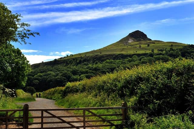 Walkers start the long climb up Roseberry Topping. (Pic credit: Gary Longbottom)