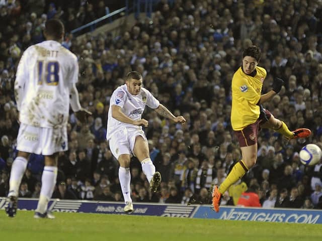 Bradley Johnson scored a memorable goal for Leeds United in the FA Cup against Arsenal. Image: Bruce Rollinson