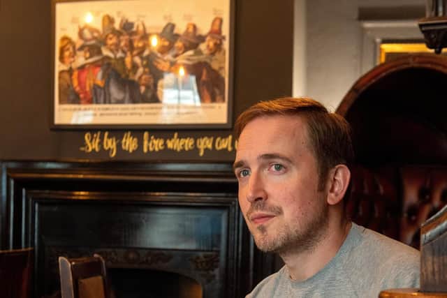 Writer, actor and comedian David Reed whose new comedy Guy Fawkes premieres at York Theatre Royal from 28 October to 12 November.
Pictured at the Guy Fawkes Inn

25August 2022.  Picture Bruce Rollinson
