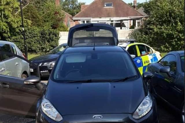 South Yorkshire Police detained a pair caught napping in a stolen car.