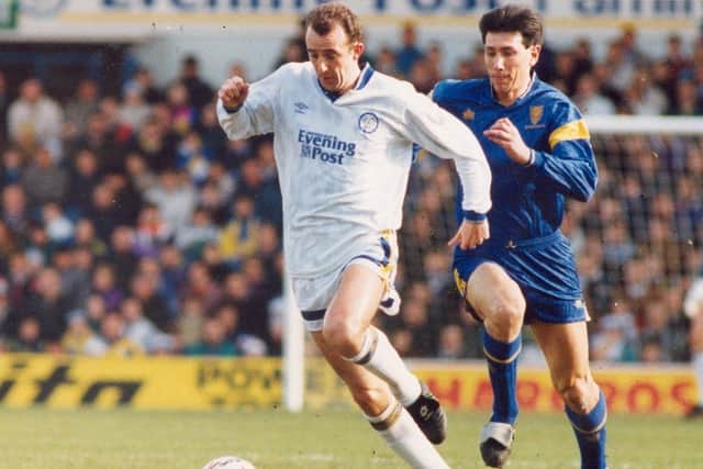 Gary McAllister surges forward for Leeds in their Division One title-winning season of 1992 (Picture: National World)